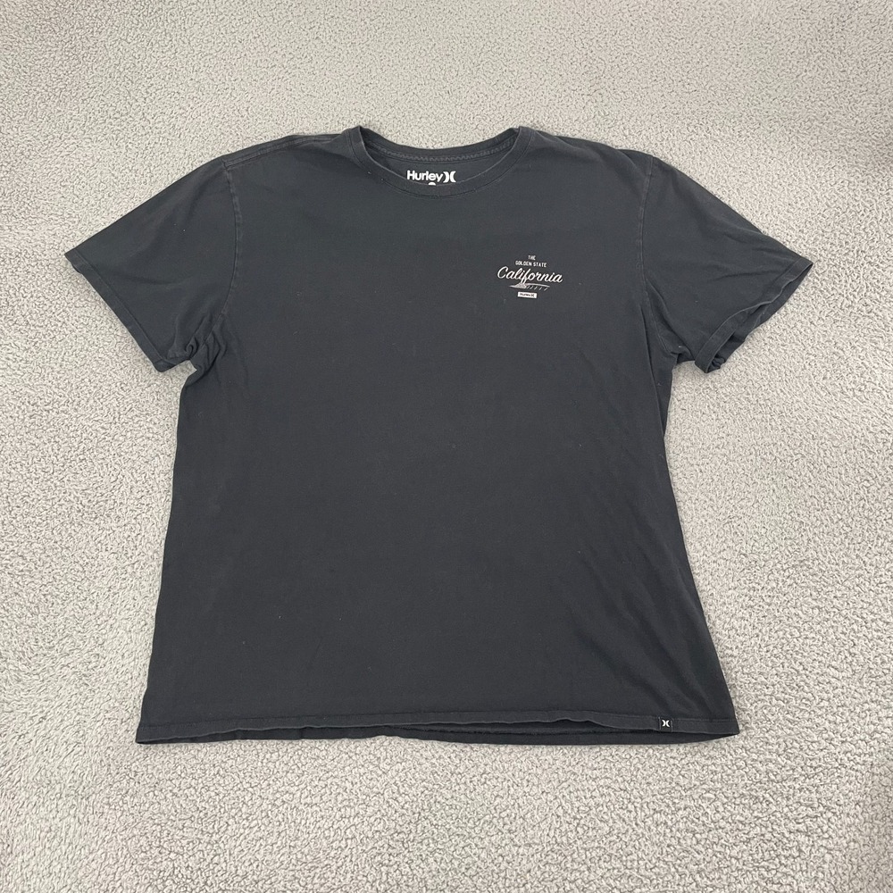 Hurley California Landmarks Tee Men XL Black Beach Surf Graphic Short Sleeve